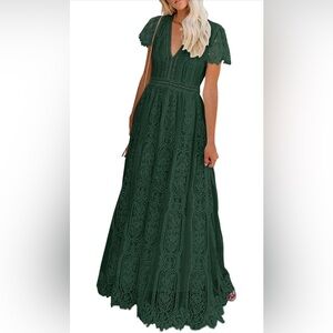 Elegant Green Lace Maxi Dress